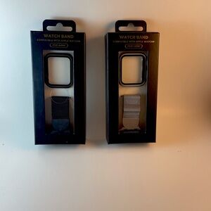 2 Watch Bands 44 mm black and silver mesh with matching face cover mens/womens